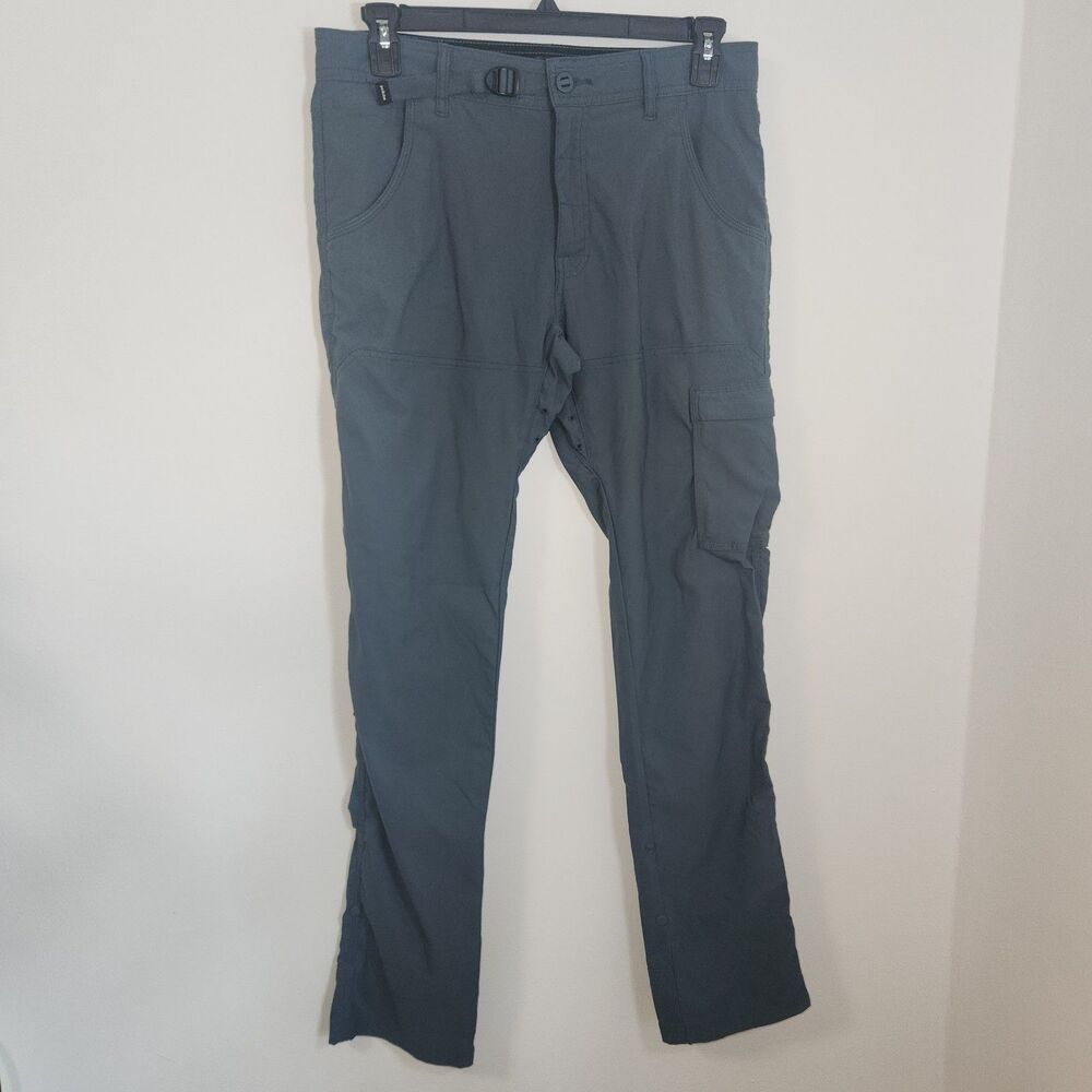 Prana Stretch Zion Slim Pant II Mens 32x34 Grey Blue Hiking Retails $95
